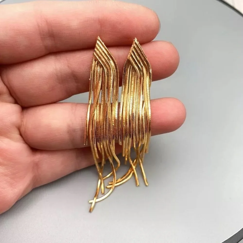 S925 Elegant Long Chain Earrings - Picture 3 of 9